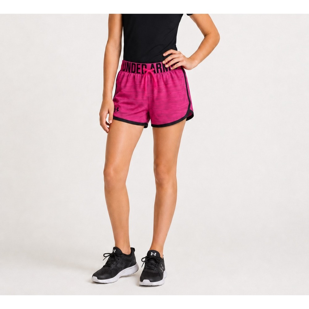 Underβ Armour Running Shorts Youth Girls Large Pink Polyester Drawstring Waist